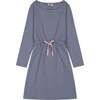 Lila Tween Striped Drawstring Dress, Blue And Pink - Dresses - 1 - thumbnail