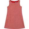 Morgan Girls Houndstooth Check Classic Shift Dress, Red - Dresses - 1 - thumbnail