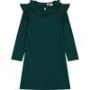 Luna Girls Striped Dress, Forest Navy - Dresses - 1 - thumbnail
