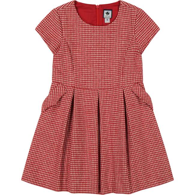Scarlett Houndstooth Check Party Dress, Red