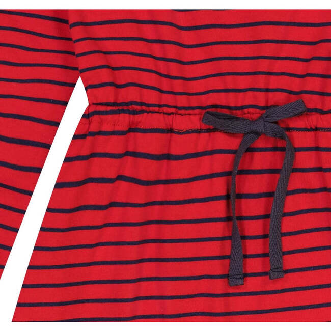 Lila Tween Striped Drawstring Dress, Red And Navy - Dresses - 2