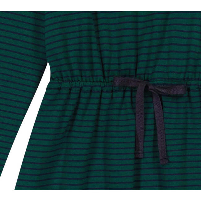 Lila Tween Striped Drawstring Dress, Forest Navy - Dresses - 2