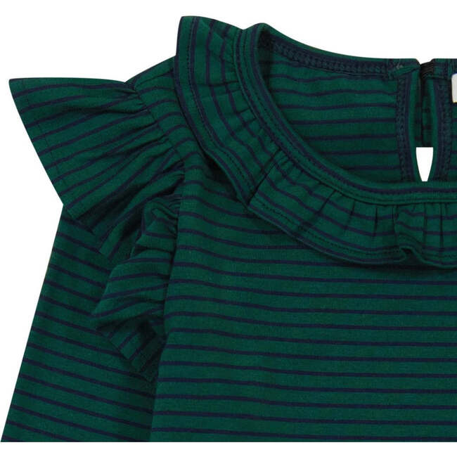 Luna Girls Striped Dress, Forest Navy - Dresses - 2