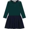 Francesca Girls Striped Dropwaist Dress, Forest Navy - Dresses - 1 - thumbnail