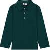 Busy Bees Boys Striped Long Sleeve Polo, Forest Navy - Polo Shirts - 1 - thumbnail