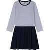 Francesca Girls Striped Dropwaist Dress, Blue - Dresses - 1 - thumbnail