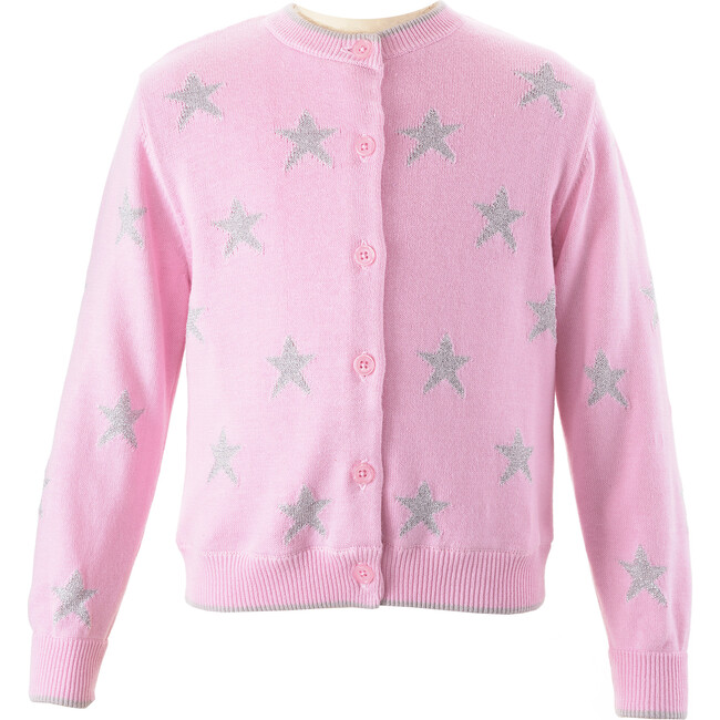 Sparkle Star Print Cardigan, Pink