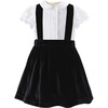 Silk Velvet Pinafore Set, Black - Dresses - 1 - thumbnail