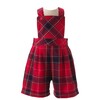Tartan Cuffed Leg Dungarees, Red - Overalls - 1 - thumbnail