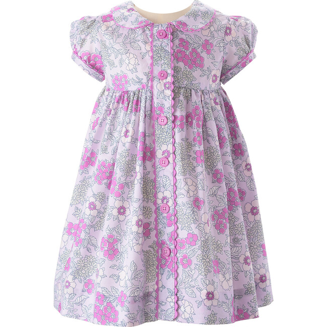 Floral Print Button-Front Dress & Bloomers, Lilac