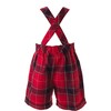 Tartan Cuffed Leg Dungarees, Red - Overalls - 2