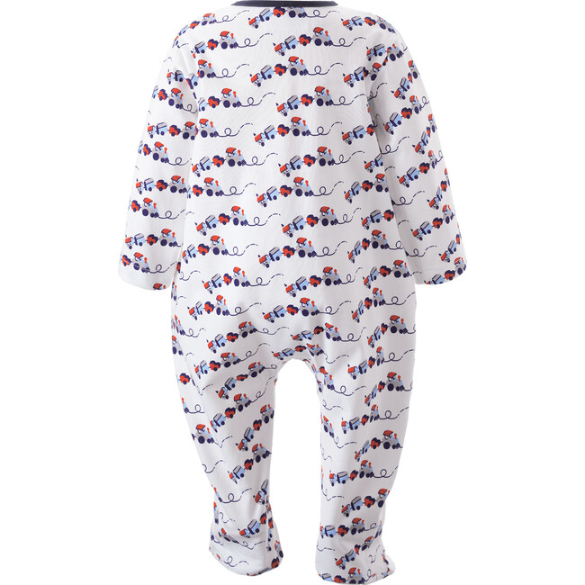 Train Zip-Up Babygro, Navy - Onesies - 2