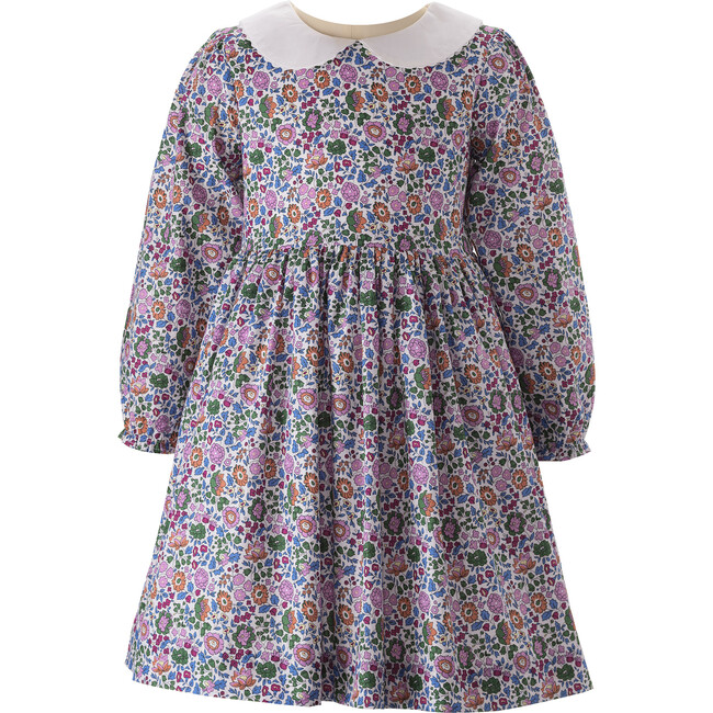 Ditsy Floral Print Collared Dress, Pink