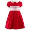 Classic Short Puff Sleeve Smocked Dress, Red - Dresses - 1 - thumbnail