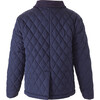Corduroy Collar Over-Sized Button Quilted Jacket, Navy - Jackets - 2