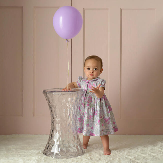 Floral Print Button-Front Dress & Bloomers, Lilac - Dresses - 4