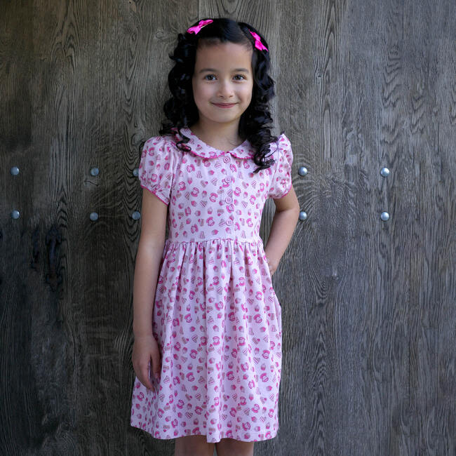 Cupcake Print Jersey Dress, Pink - Dresses - 3