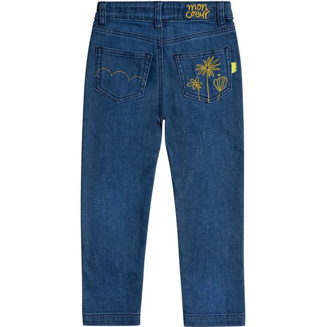 Flower Pocket Kid Jeans, Denim Embroidery