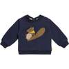 Squirrel Baby Sweatshirt, Navy and Brown - Sweatshirts - 1 - thumbnail
