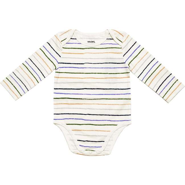 Striped Baby Bodysuit, Natural Blue
