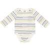 Striped Baby Bodysuit, Natural Blue - Onesies - 1 - thumbnail