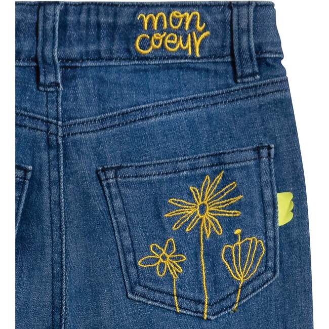 Flower Pocket Kid Jeans, Denim Embroidery - Jeans - 3