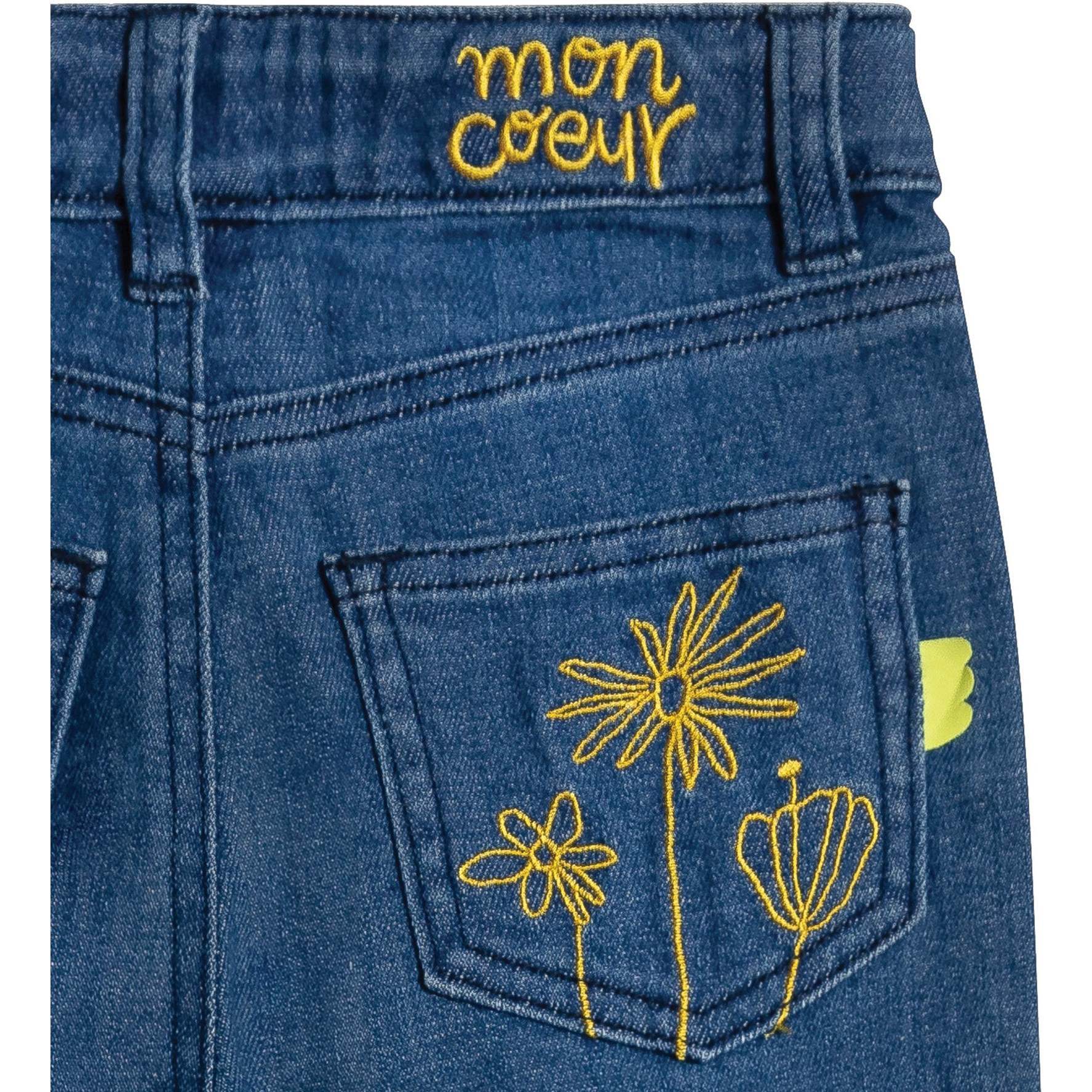 Flower Pocket Kid Jeans, Denim Embroidery - Mon Coeur Pants
