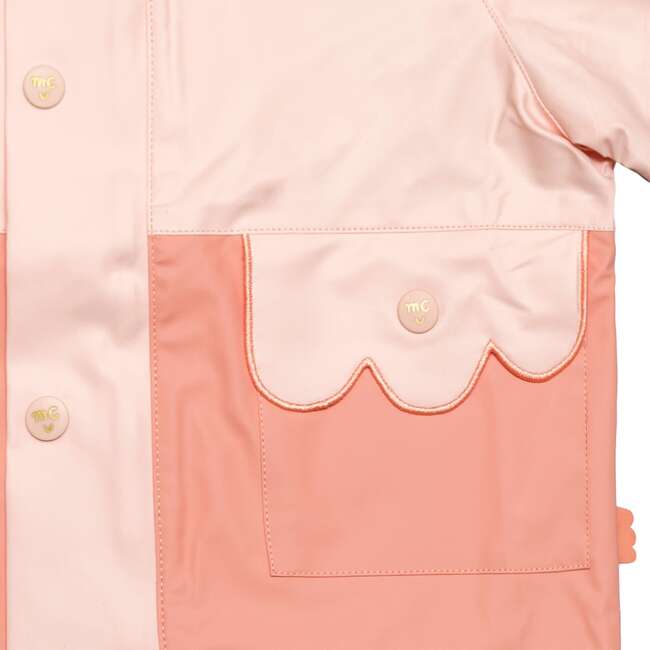 Colorblock Kid Raincoat, Soft Pink Terracoral - Raincoats - 4