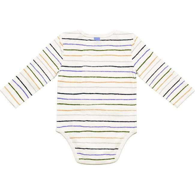 Striped Baby Bodysuit, Natural Blue - Onesies - 3