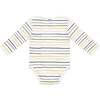 Striped Baby Bodysuit, Natural Blue - Onesies - 3