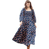 Womens Serena Dress, Navy Flower Toss - Dresses - 1 - thumbnail