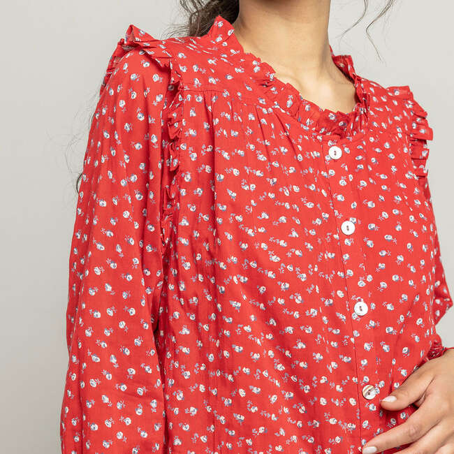 Womens Kalani Dress, Tiny Red Roses - Dresses - 3