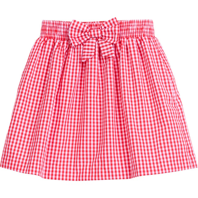 Smocked Bow Skirt, Red Gingham