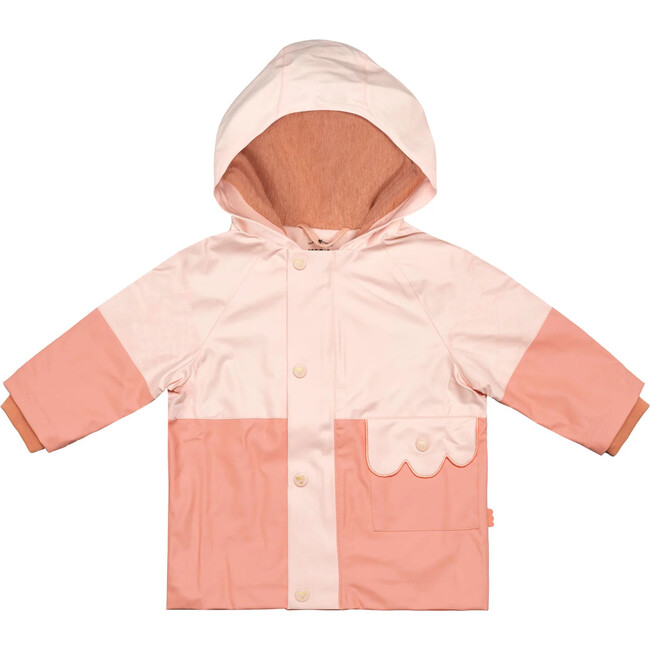 Colorblock Kid Raincoat, Soft Pink Terracoral