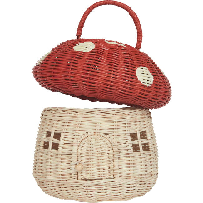 Rattan Mushroom Basket, Red - Easter Baskets - 3