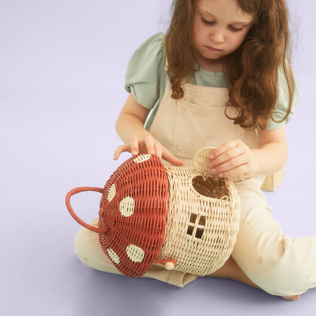 Rattan Mushroom Basket, Red - Easter Baskets - 7