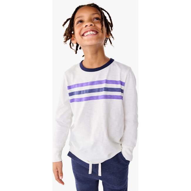 Long Sleeve Banner Tee, Ivory Banner Stripe - T-Shirts - 2