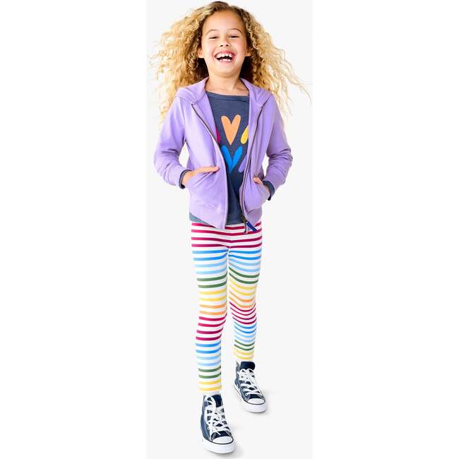 Classic Legging In Rainbow Stripe, Ivory Double Rainbow Stripe - Leggings - 2
