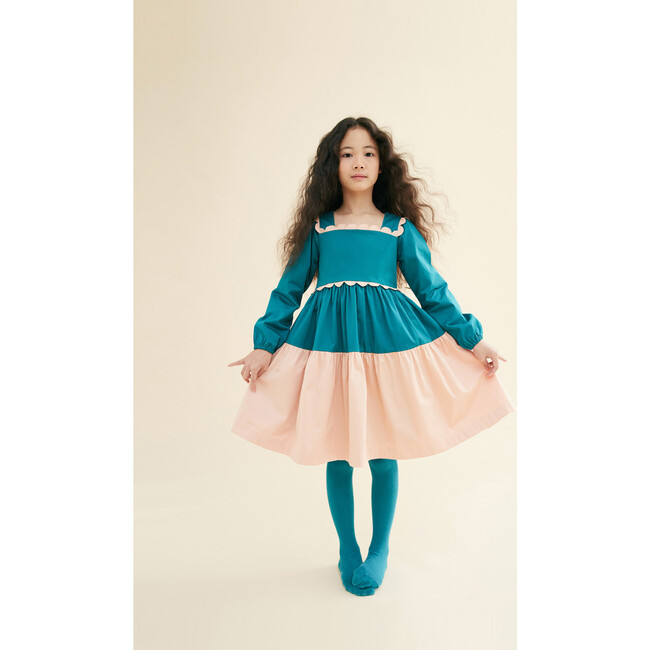 Queen Scallop  Dress, Peacock & Rose Quartz - Dresses - 2