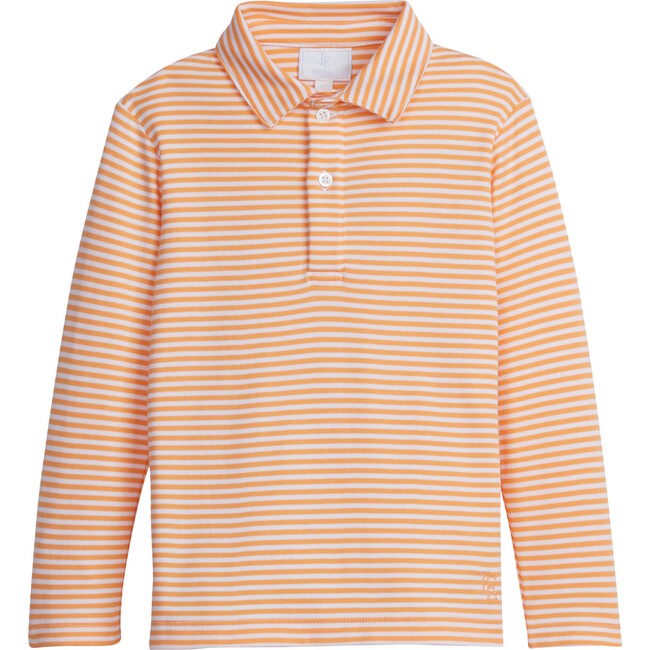 Long Sleeve Striped Polo, Orange