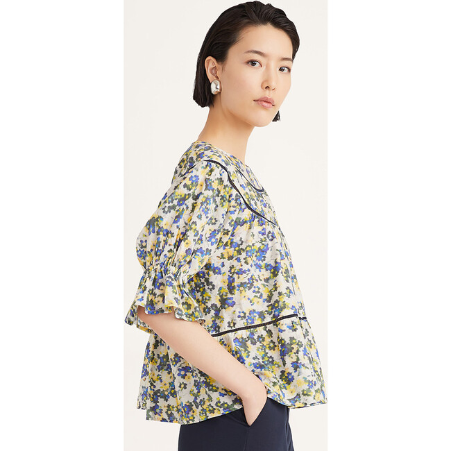 Women's Sol Print Top in Blue Floral Print - Blouses - 2