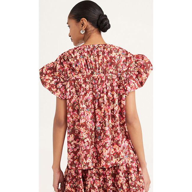 Women's Mesa Print Top in Terracotta Floral Print - Blouses - 4