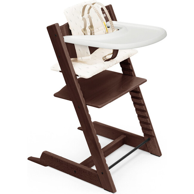Tripp Trapp® High Chair and Cushion with Stokke® Tray, Walnut/Wheat Cream