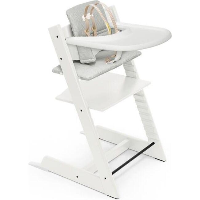 Tripp Trapp® High Chair and Cushion with Stokke® Tray, White/Grey