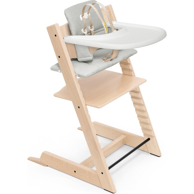 Tripp Trapp® High Chair and Cushion with Stokke® Tray, Natural/Grey