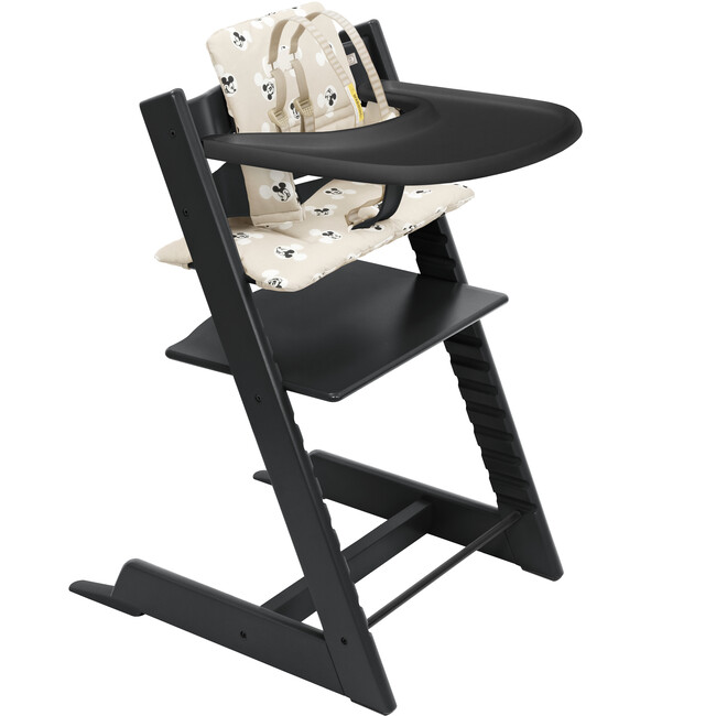 Tripp Trapp® High Chair and Cushion with Stokke® Tray, Black/Signature Mickey