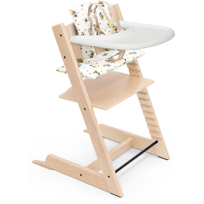 Tripp Trapp® High Chair and Cushion with Stokke® Tray, Natural/Mickey Celebration