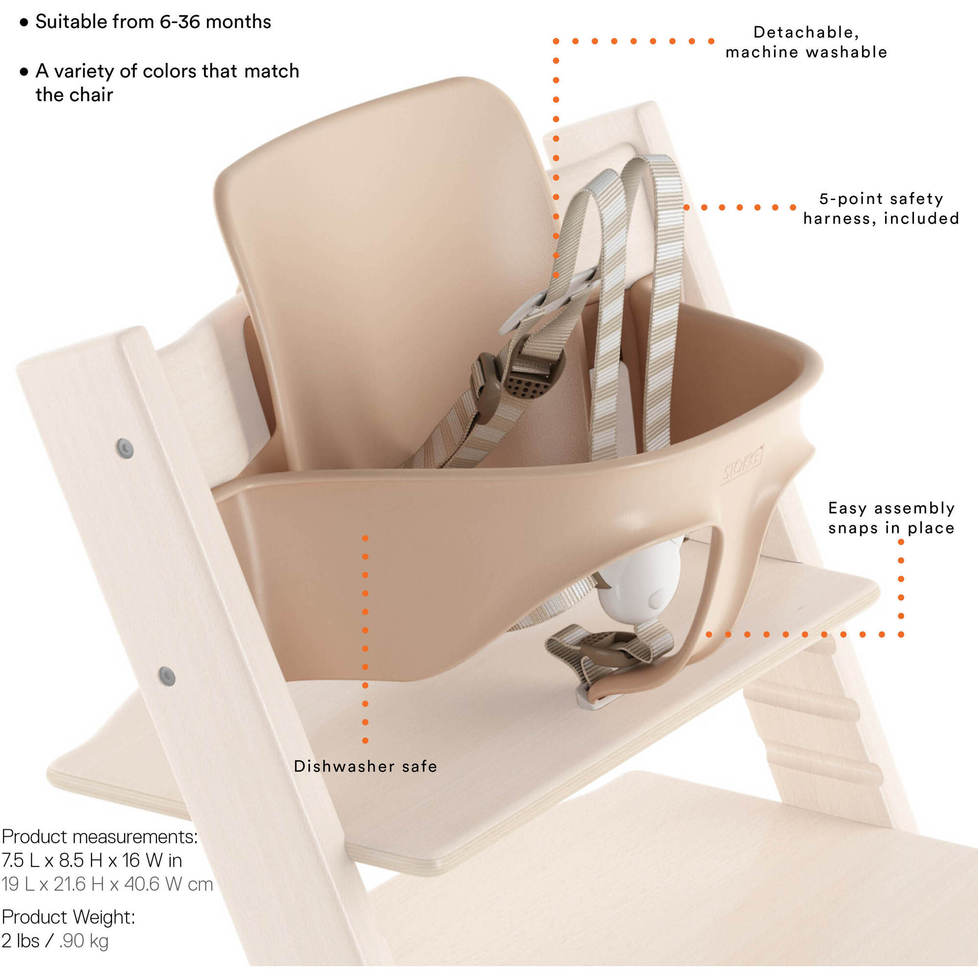 Stokke Tripp Trapp - High Chair Set with Cushion and Tray, Walnut Whea -  Charlotte et Charlie