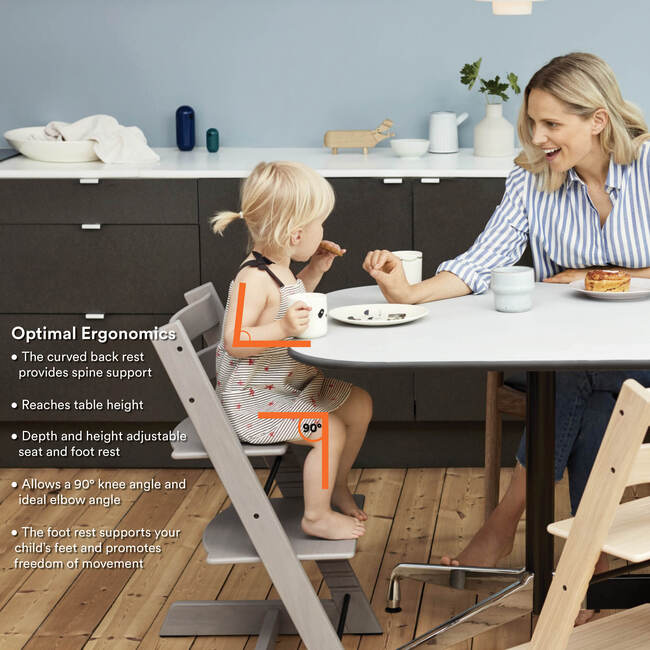 Tripp Trapp® High Chair and Cushion with Stokke® Tray, Natural/Grey - Highchairs - 7