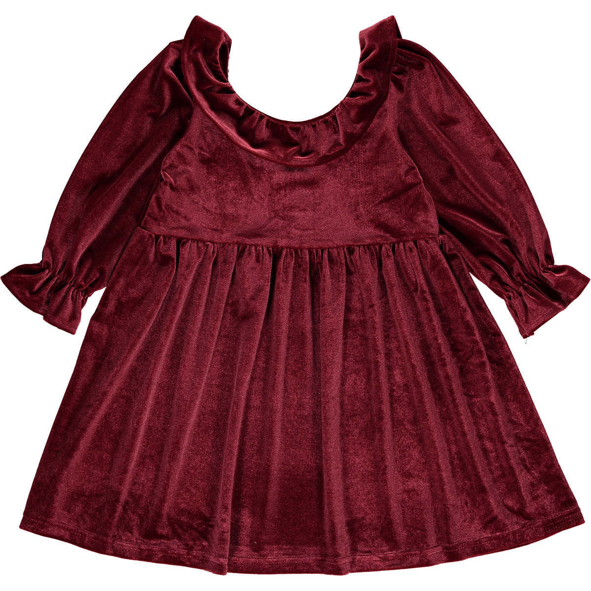 Milly Ruffle Collar Velvet Dress, Maroon - Dresses - 1